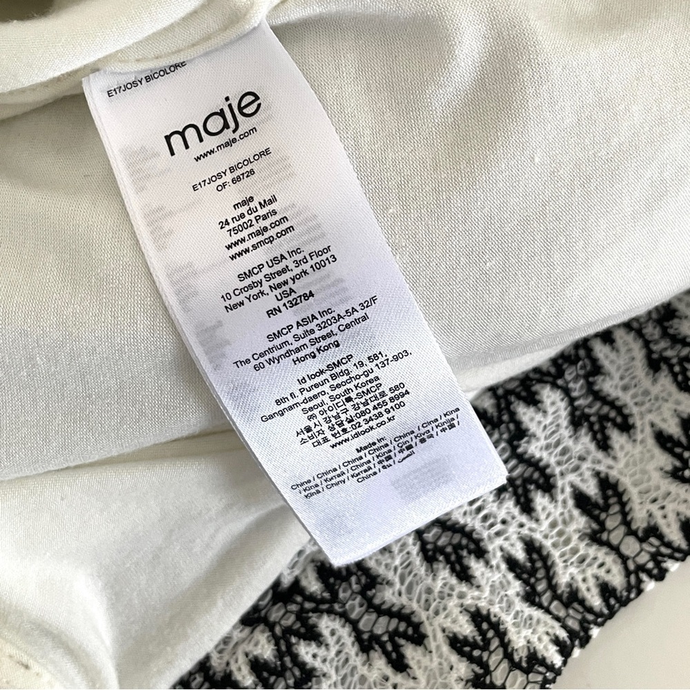MAJE Josy Pleated Black and White Lace Midi Skirt - Picture 11 of 15